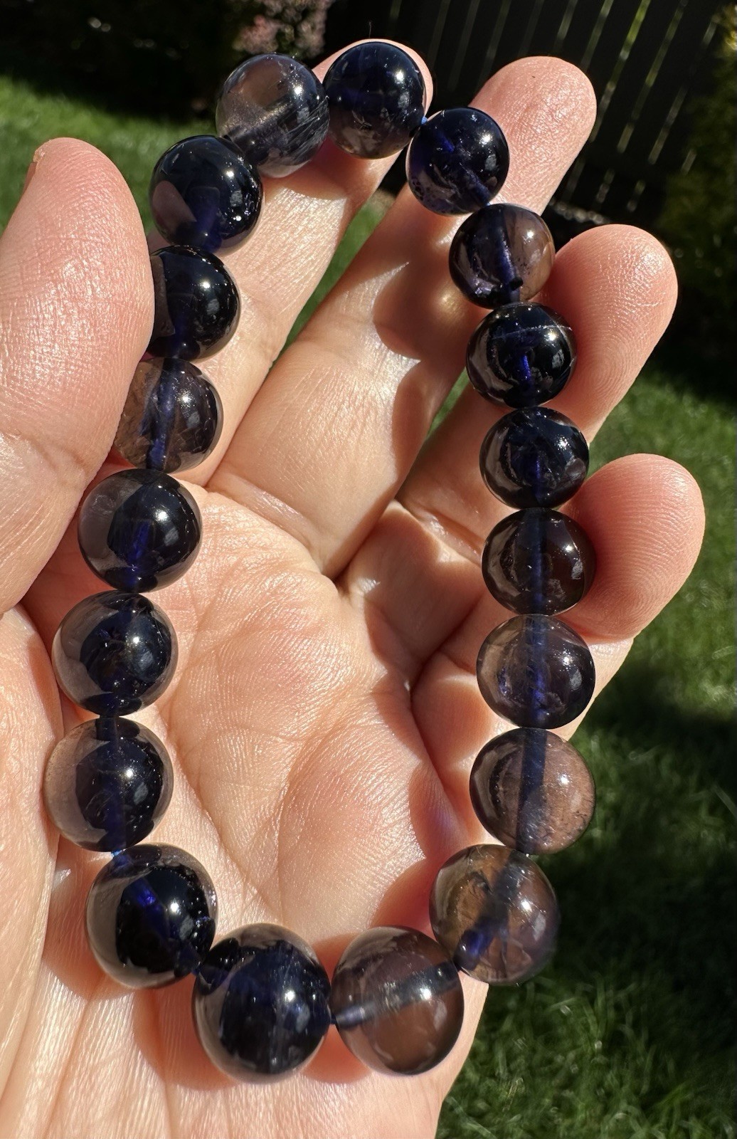 10.5mm+ High Quality Iolite Crystal Bracelet