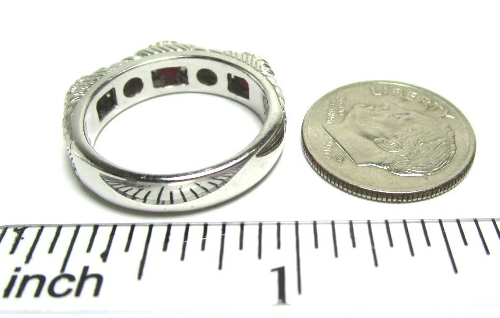 JUDITH RIPKA Sterling Silver CZ Ring w Rubies 5.1 grams size 7 1/4 lot 30g3