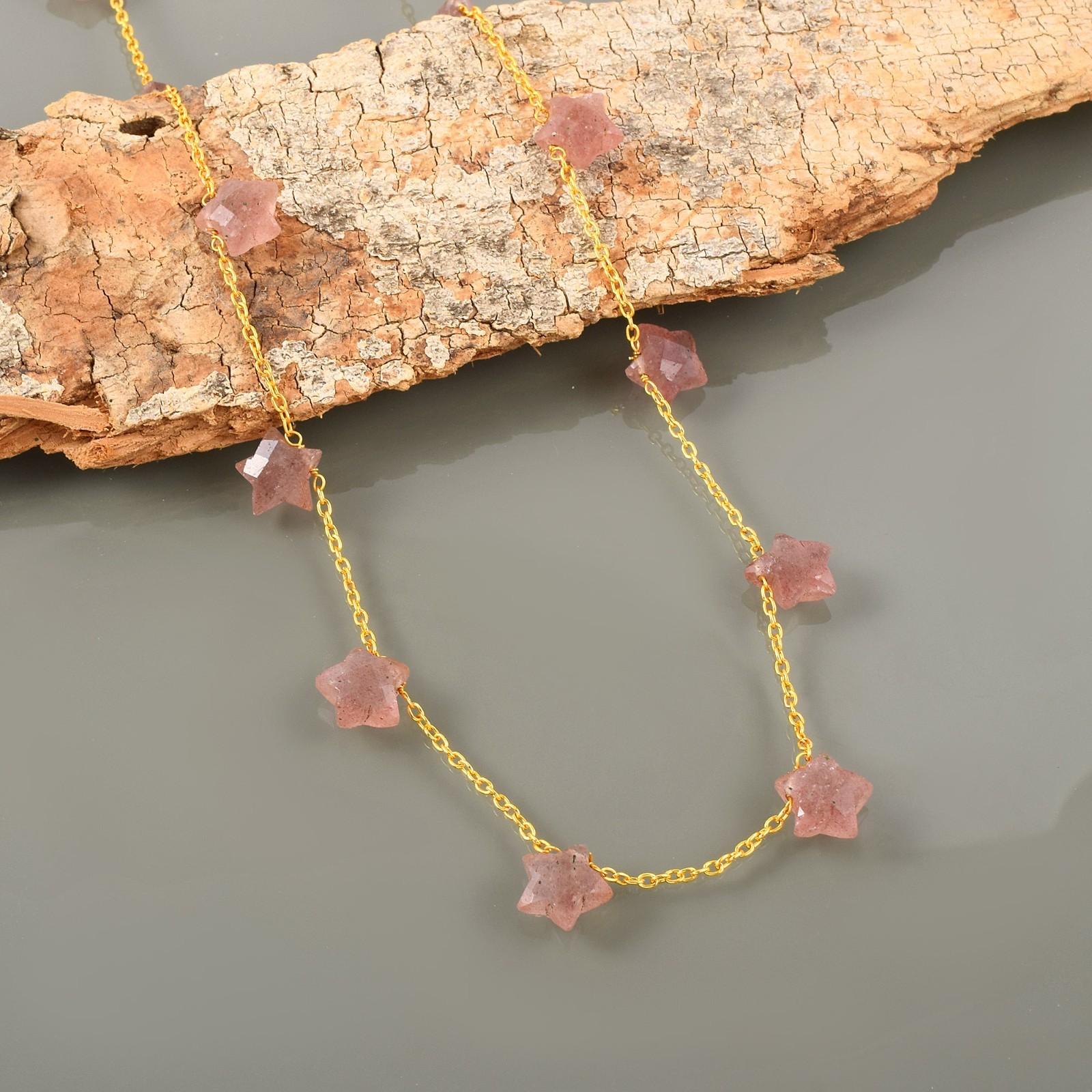 Celestial Star Gemstone Necklace Gold Plated 925 Sterling Silver Clasp