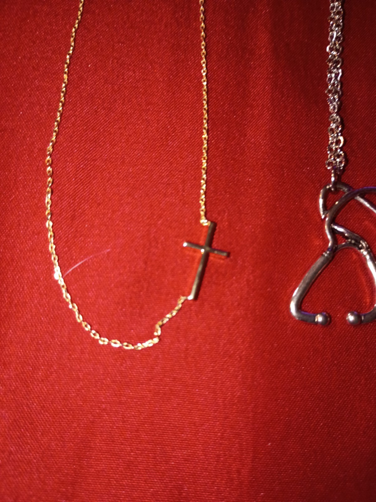 4 Piece Necklace Lot Kate Spade Stethoscope, Unwritten Cross Necklace And Two…