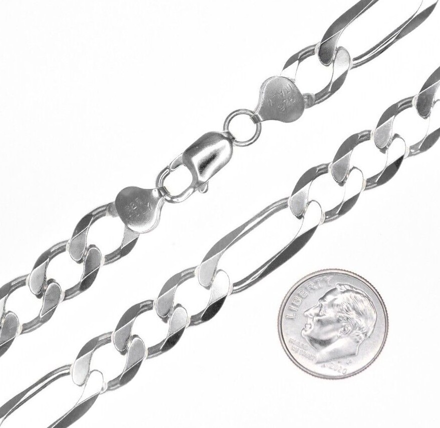 925 Italy SOLID Sterling Silver FIGARO Link Chain Bracelet 7″ 8″ 9″ 10″ .925