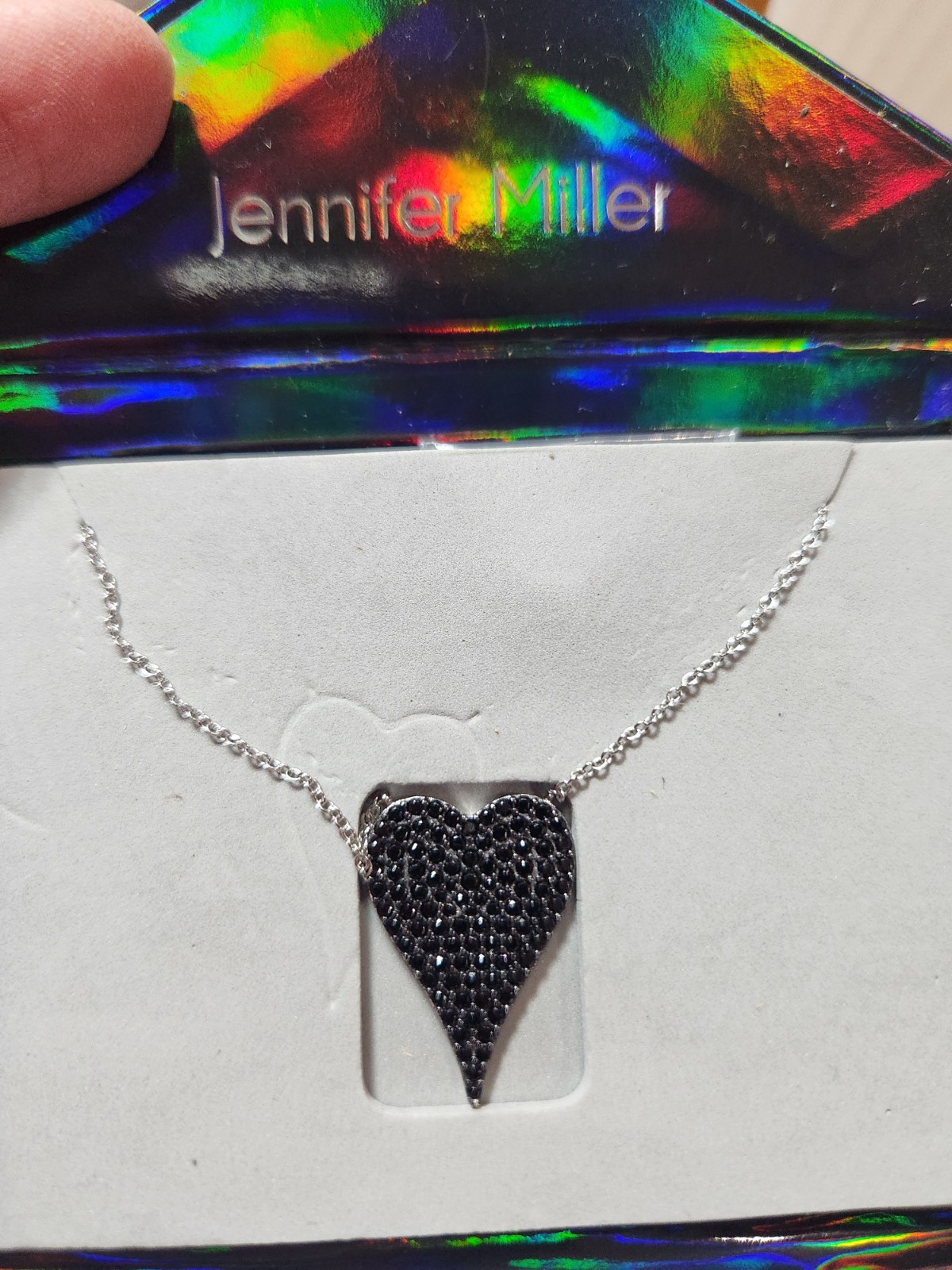 Diamonique x Jennifer Miller Signature Pave Black Heart Sterling – Necklace