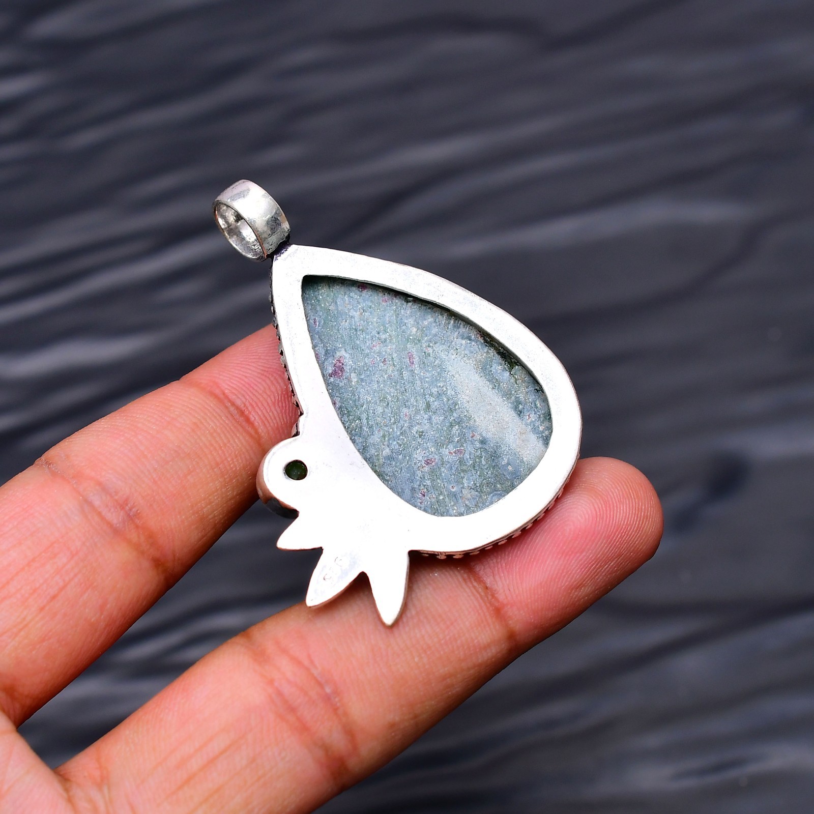 Ruby Fuchsite Gemstone 925 Sterling Silver Jewelry Pendant 1.88″
