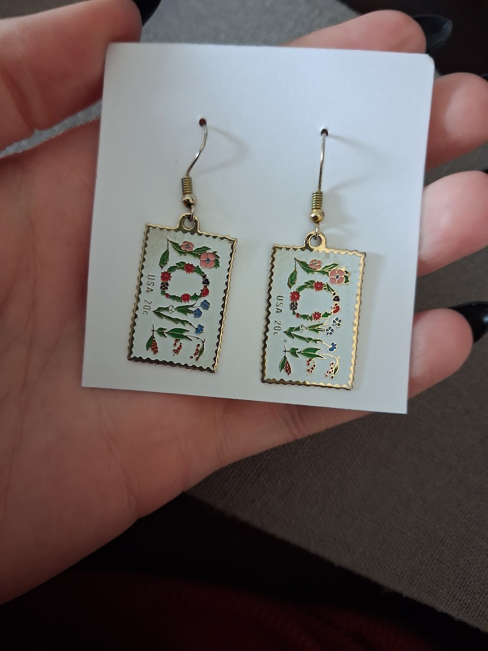 “Love” Stamp dangle earrings