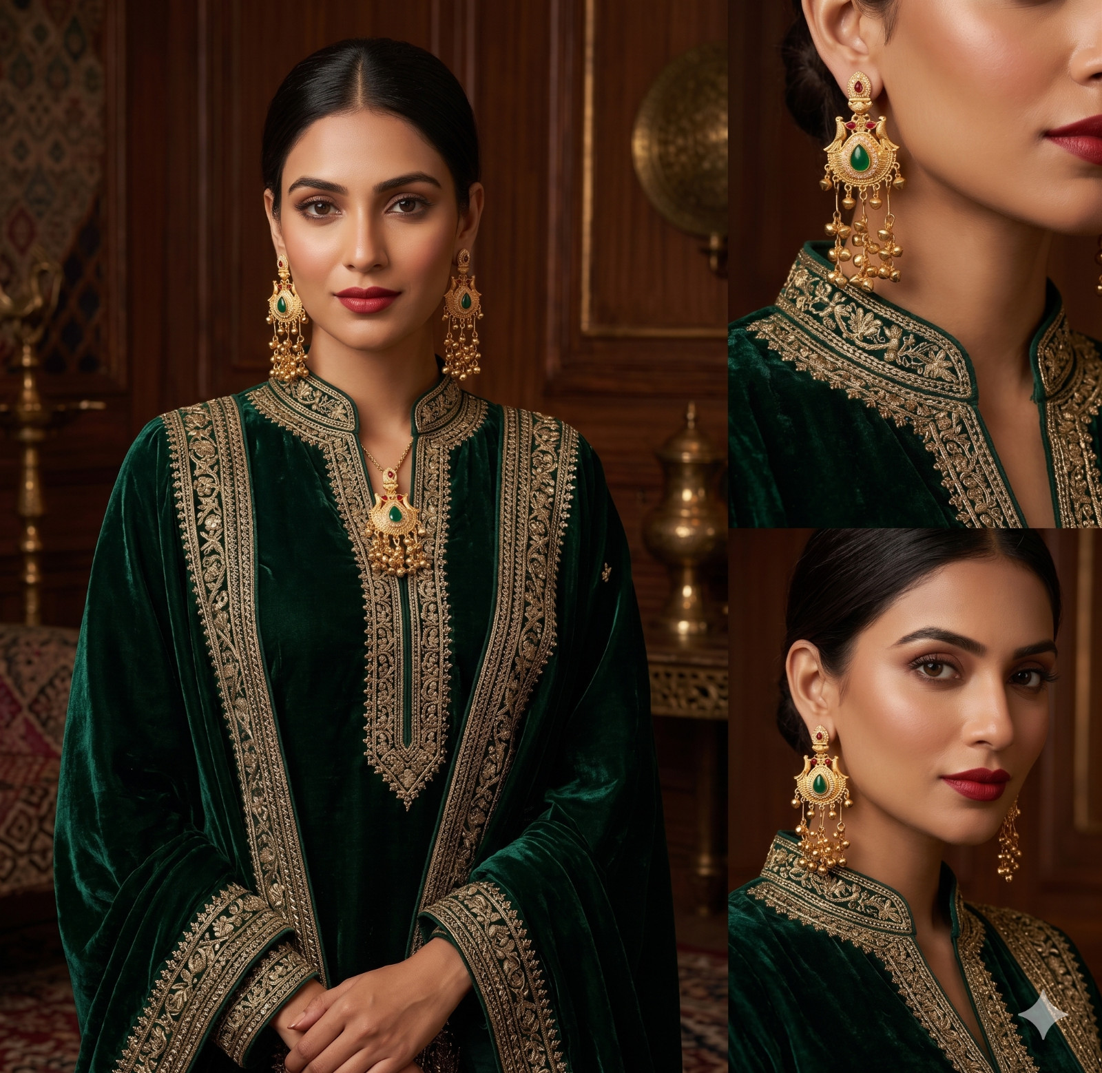 Indian Gold Plated Jhumka Bollywood kashmiri Earrings Peacock Drop Jewelry Gift