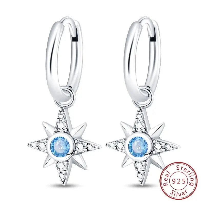 925 Sterling Silver Lotus Zircon Drop Earrings Women Wedding Classic Jewelry