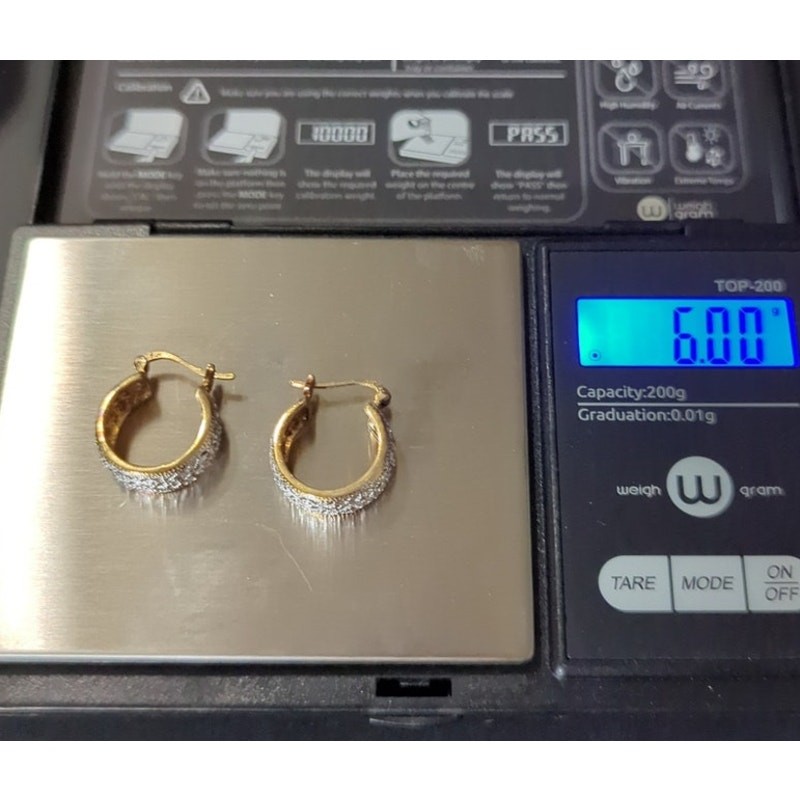 Two-Tone Sterling Silver RSE 925 Vermeil Filigree Hoop Earrings Italy