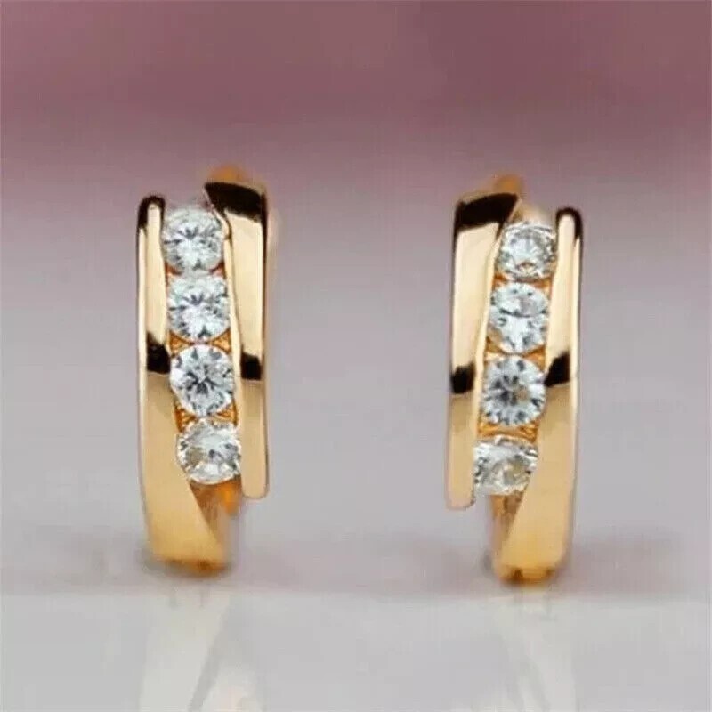 2 Ct Round Simulated Diamond Hoop Huggie Women’s Earrings 14k Yellow Gold Plated