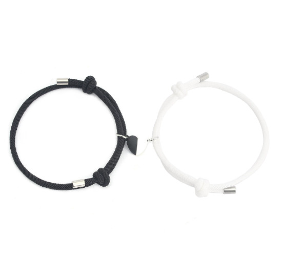 2Pcs Heart Couple Bracelet Set Magnetic Love Matching Magnet Relationship Rope