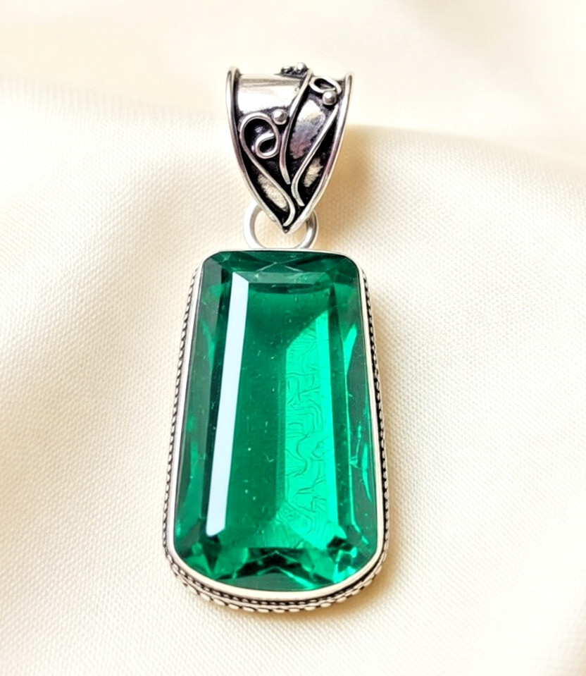 Paraiba Tourmaline Gemstone Handmade 925 Sterling Silver Jewelry Pendant 1.80″