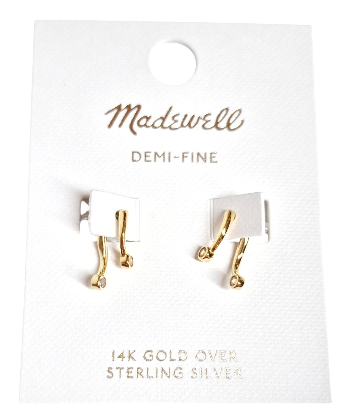 Madewell Demi Fine Crystal Twisted Front Back Earrings White Sapphire NY800 New