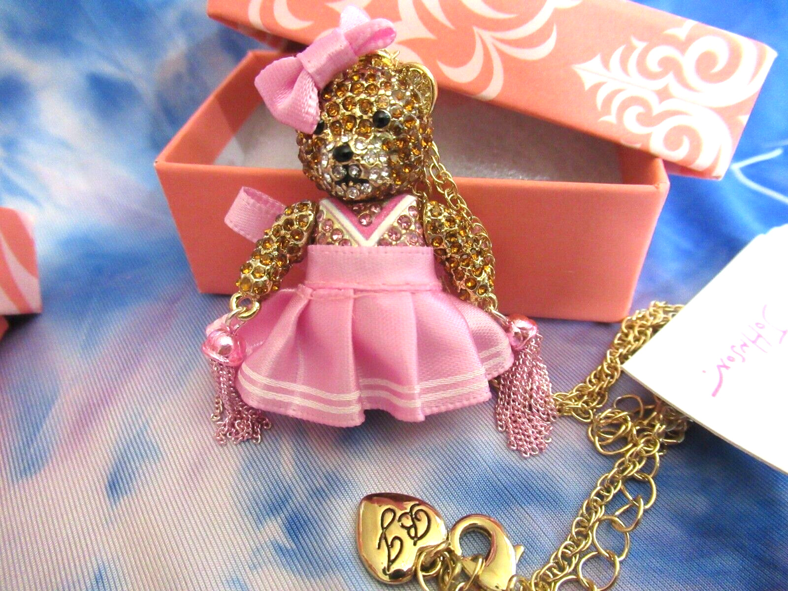 BETSEY JOHNSON Teddy Bear Football or Teddy Bear Cheerleader Necklace NWT