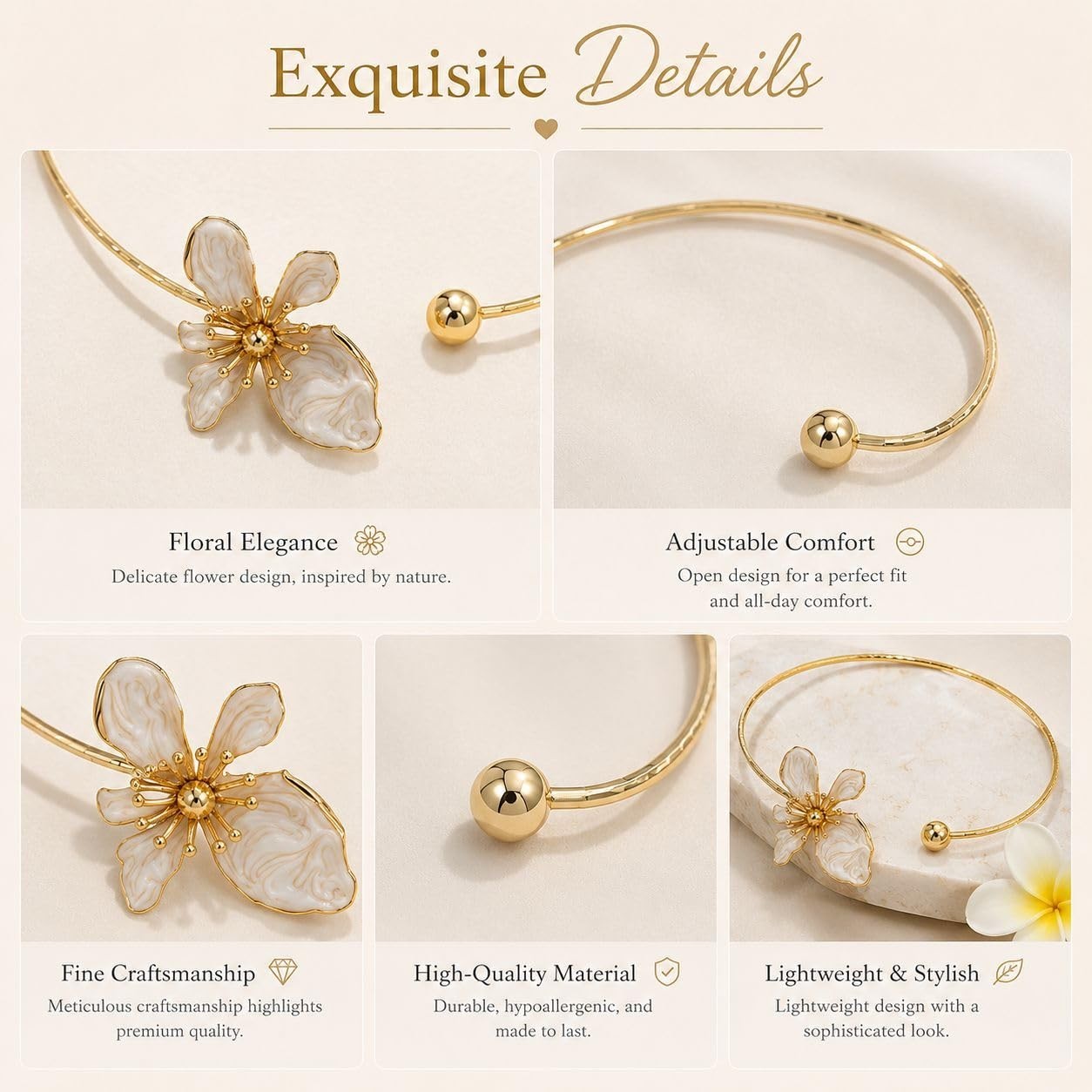 Dainty Gold Flower Choker Necklace – Chunky Floral Pendant for Summer & Weddings