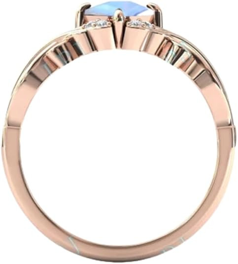 2carat Womens Engagement Ring,Kite Cut Moonstone Gemstone Wedding Ring for Women