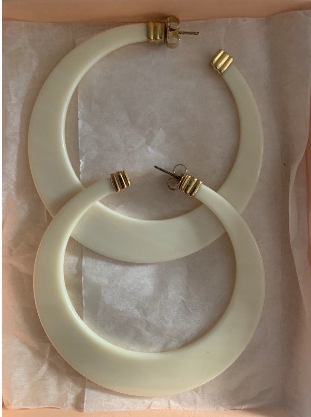 GAS BIJOUX LODGE EARRINGS in Ivory Large Hoops Made In France New