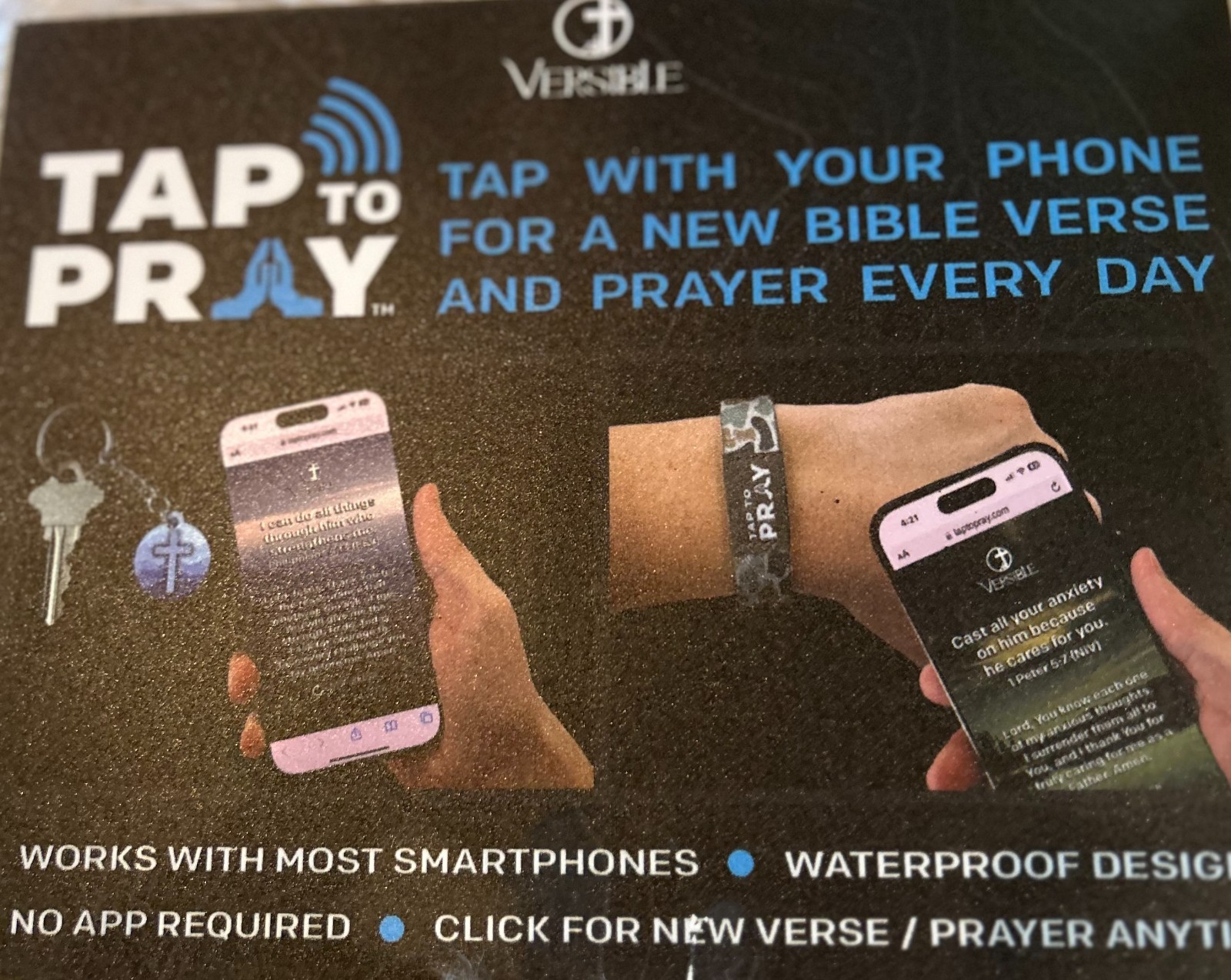 TAP TO PRAY Wristband Reversible Daily Bible Verses Christian Camo Valor