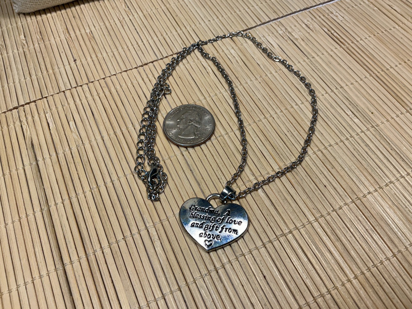 Fashion Necklace Silver Tone Grandma Blessing of Love Heart Pendant Lot 103D