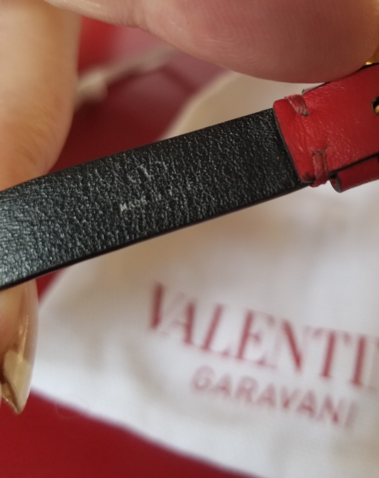 Valentino Garavani Red Leather Bracelet V Logo Dust Bag Limited Edition