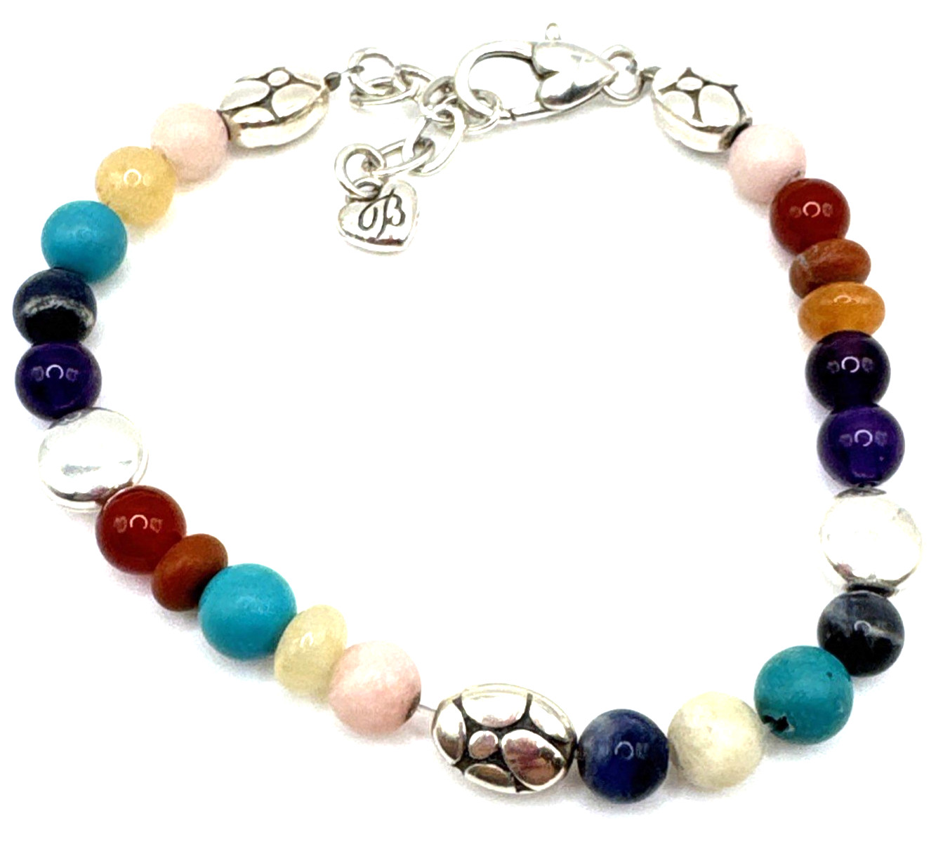 Brighton Contempo Splash Colorful Multi Beads Silver Bracelet 7.5-8.5 Inches