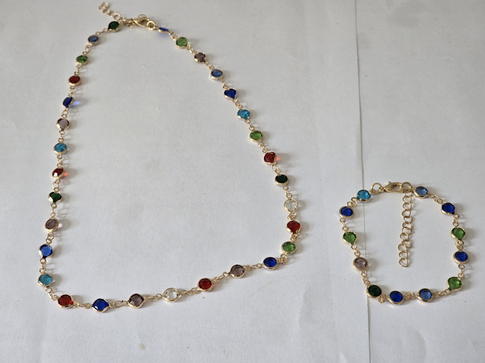 Gemstone Necklace Matching Bracelet Set For Teenage/adults Jewellery Box