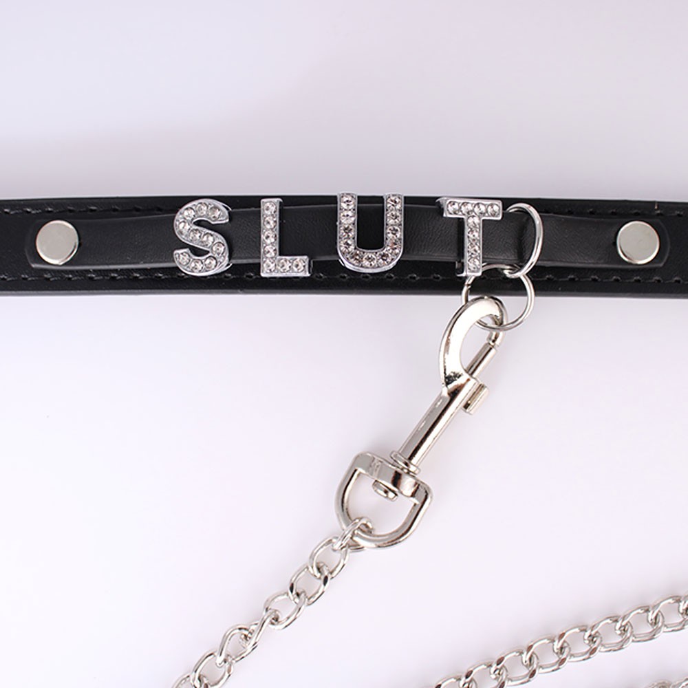 Custom Chocker BDSM Gift Choker Pu Leather Black DIY Necklace Collar M3