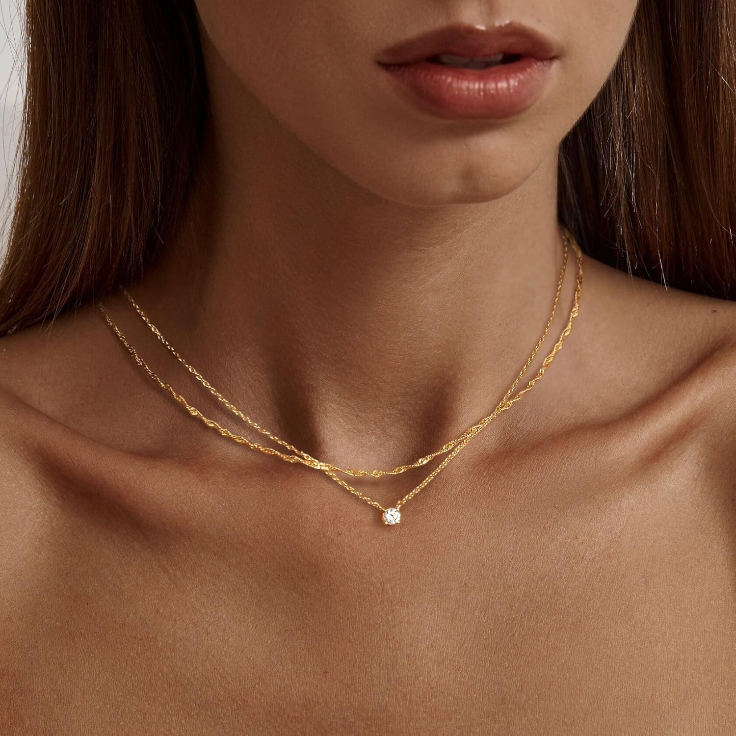 Versatile 14k Gold Plated Dainty Necklaces with Stunning CZ for All Occasions