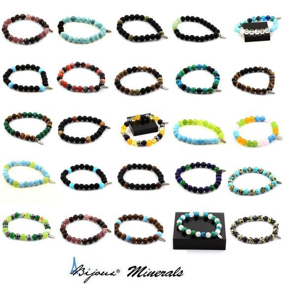 Zambia Emerald Bracelet + Hematite Beads + 8 Mm Wood. Made In France.