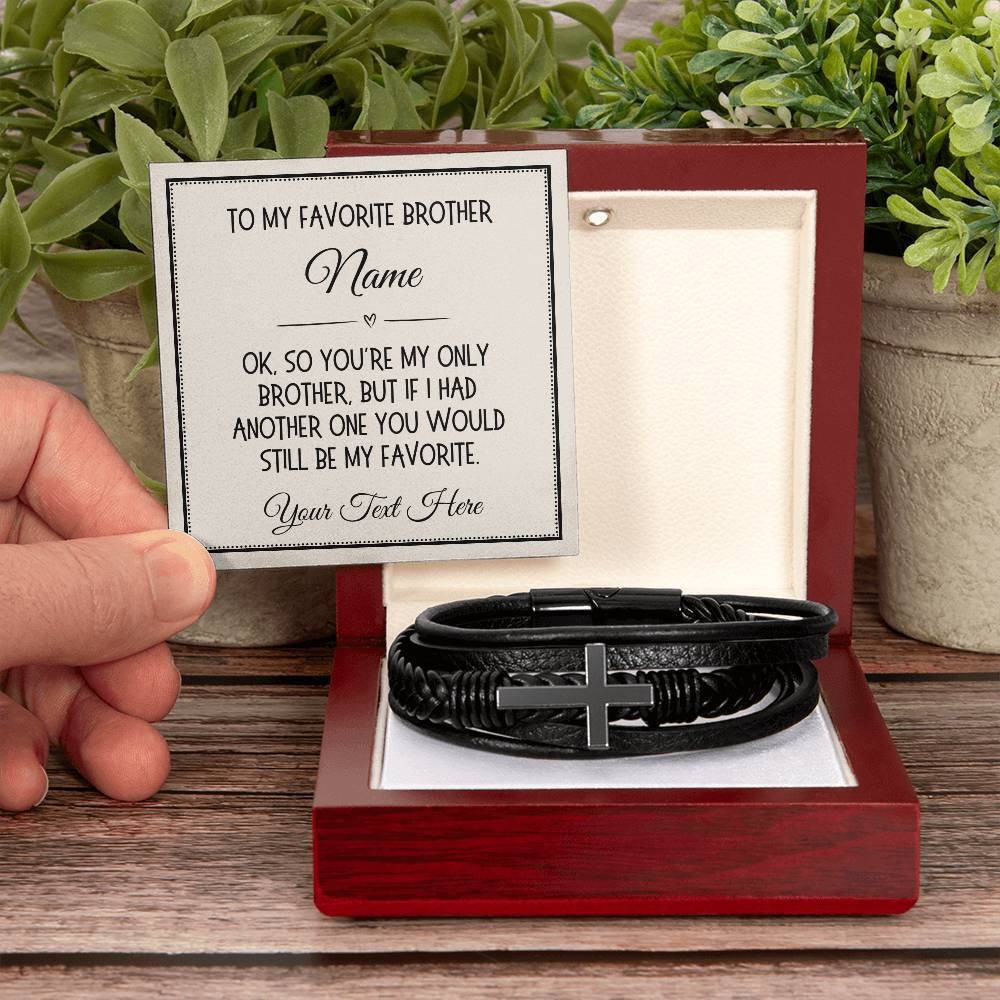 Brother Gift, Cross Bracelet: Favorite Brother