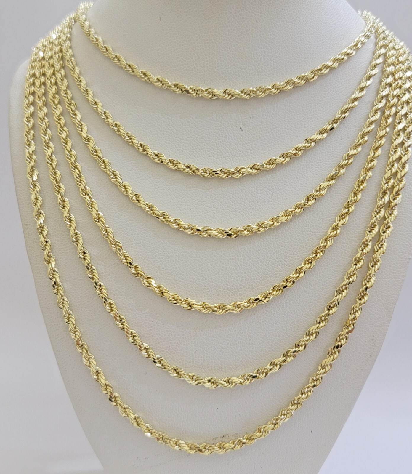 Real 14k Yellow Gold Rope Chain Necklace 18″-26″ 3mm Diamond Cut 14kt Men Women