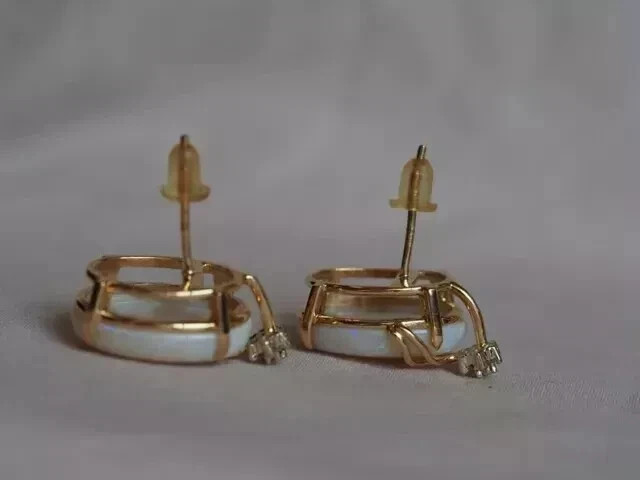 3Ct Oval Cut Simulated Fire Opal Solitaire Stud Earrings 14K Yellow Gold Plated