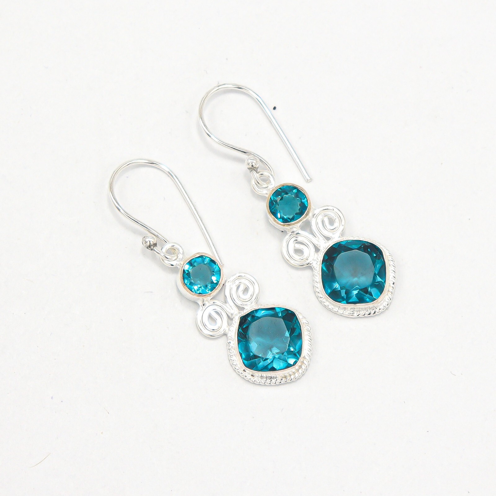 Apatite Gemstone 925Sterling Silver Jewelry Handcrafted Daily wear Earrings Gift