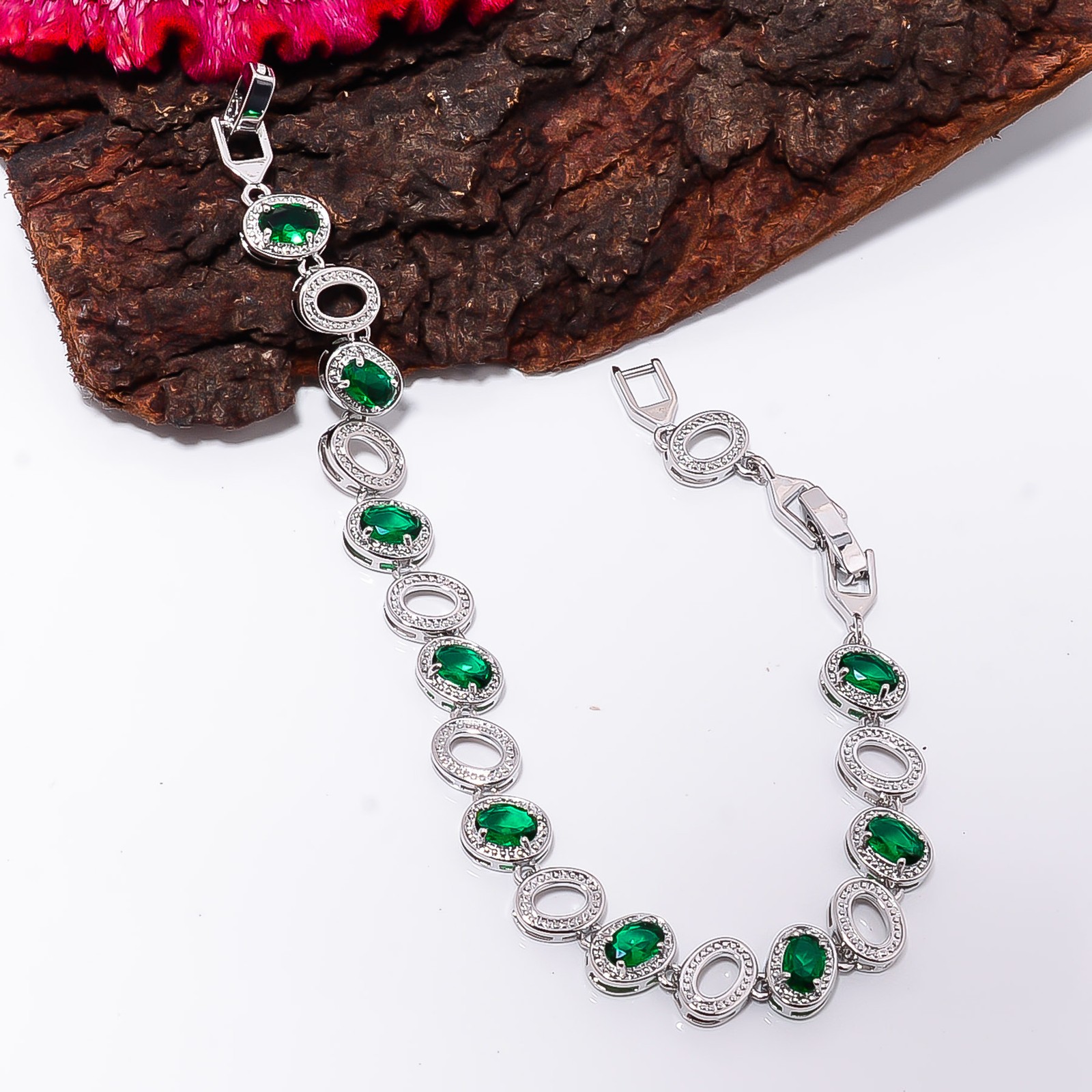 Chrome Diopside 925 Sterling Silver Adjustable Bracelet 7-8″ B13053