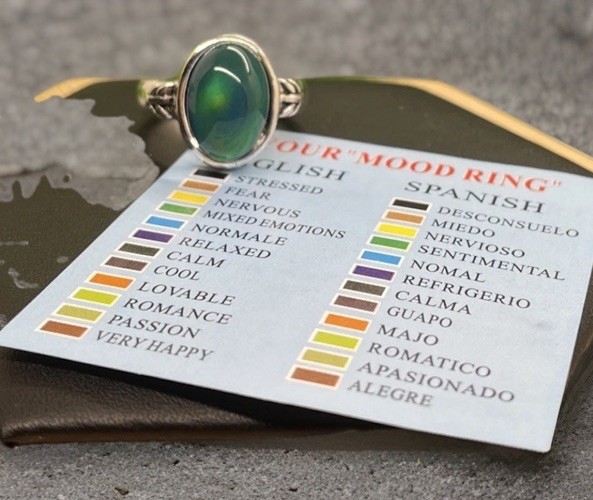 Silver-tone Mood Ring Color Change And Chart Size 8 New Free Ship C442 C443