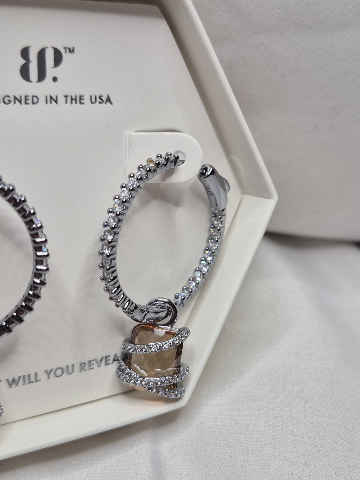 Bomb Party November 2024 Earrings “Intertwined In You” Amber Topaz On Hematite