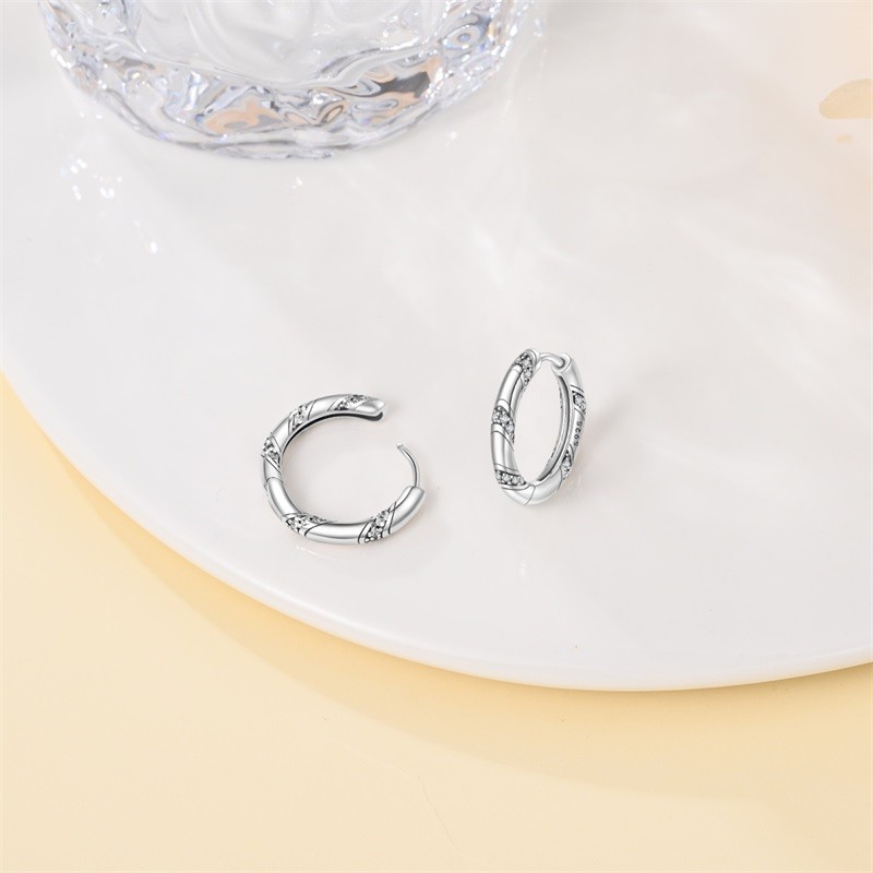 PANDACH 925 Sterling Silver Tiny Vintage Woven Circle Hoop Earrings For Women