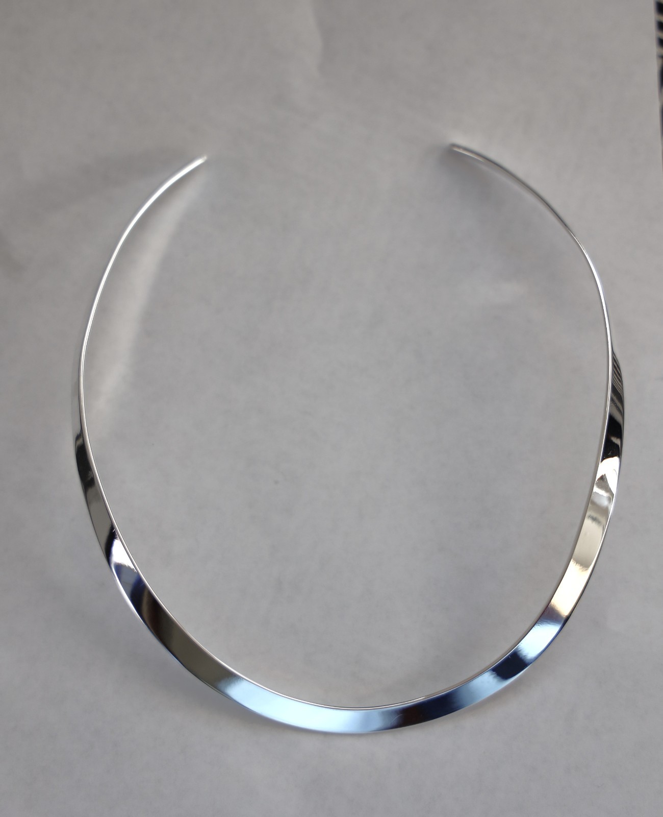 .925 Sterling Silver Plated Choker Collar Necklace Oval Flat Small Jewelry