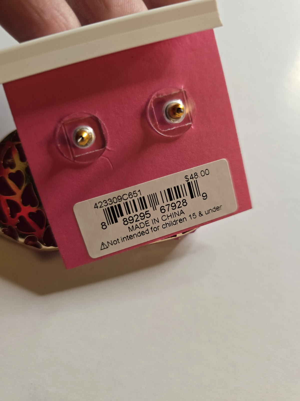 BETSEY JOHNSON Pink Heart Shape Drop Earrings With Pearl Accents