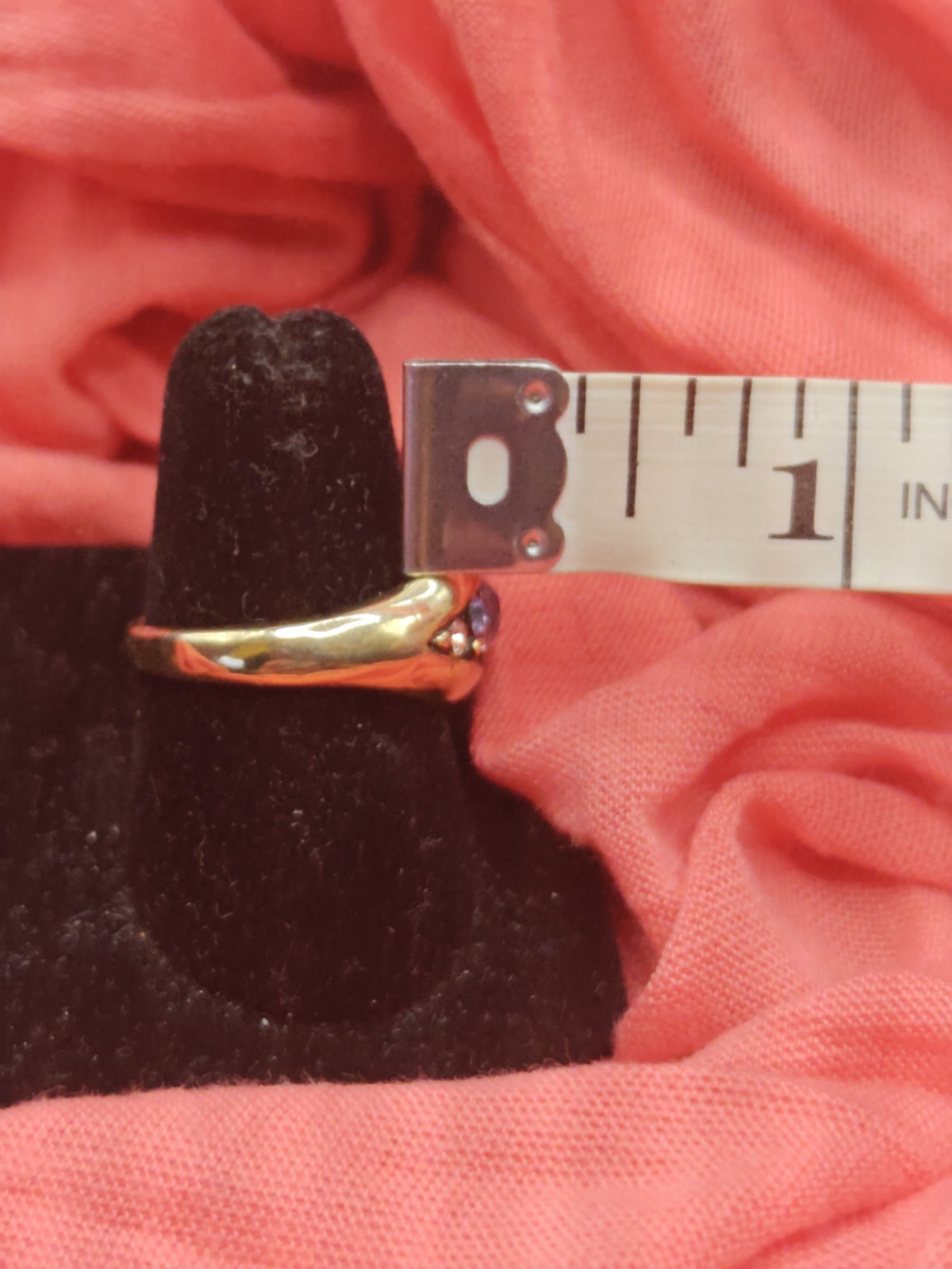 Gold Tone Blue Pink Gemstone Gem Stone Crystal Rhinestone Ring 7.75 Jewelry