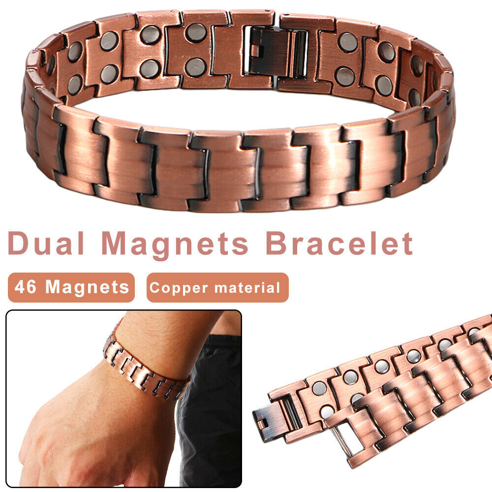 1/2x Men’s Bracelet Magnetic Therapy Arthritis Pain Relief Pure Copper Bangle US
