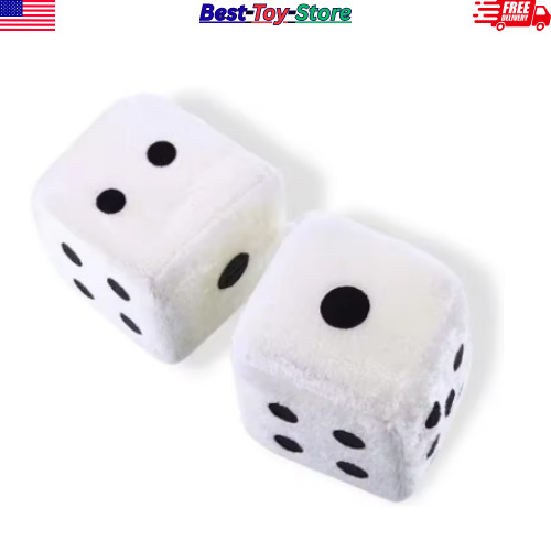 2PCS Plush Fuzzy Dice Car Rear View Mirror Decoration