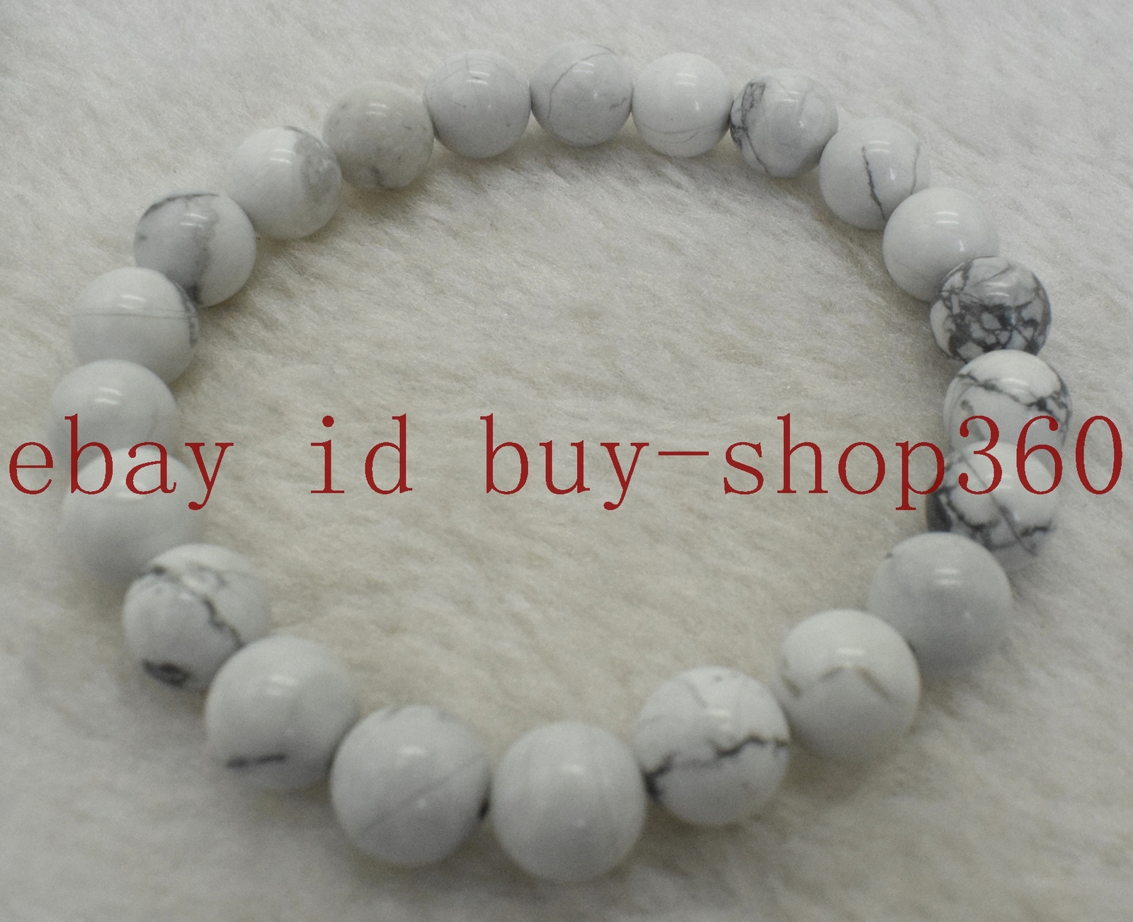 6/8/10/12mm White Turquoise Round Gemstone Beads Stretch Bracelet 7.5”