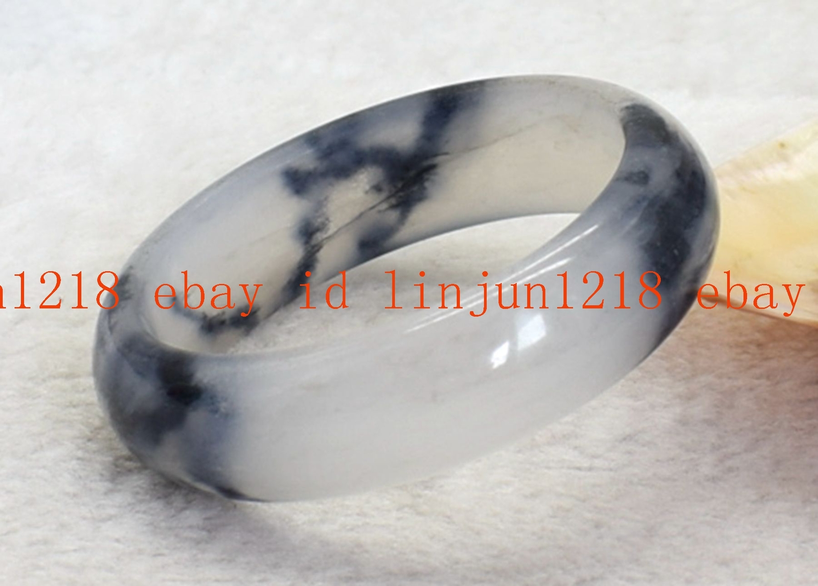 Natural White Black Jade Gemstone Bangle Bracelet 56-62mm Jewelry