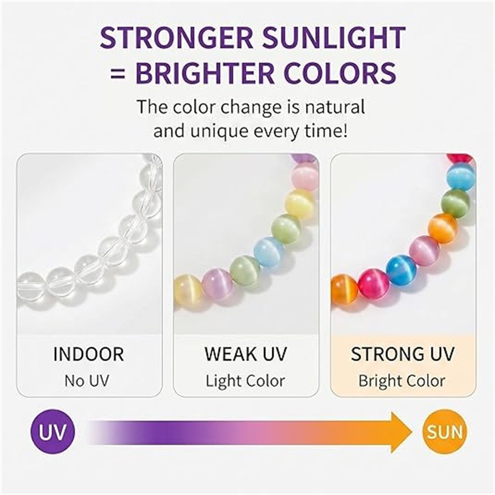 UV Reactive Dopamine Necklace Colorful Rainbow Beaded Mood Jewelry Set Gift