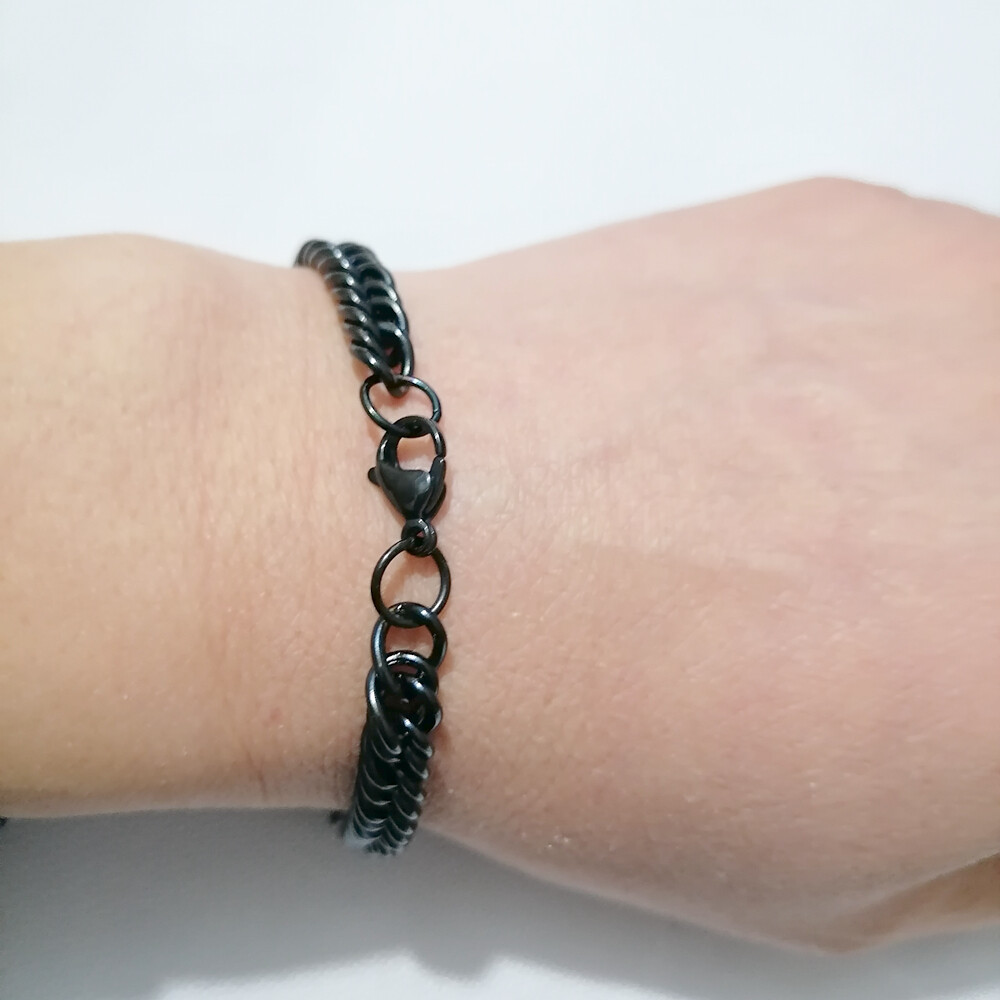 Black 7mm stainless steel cuban Link bracelet or necklace 7inch-30inch