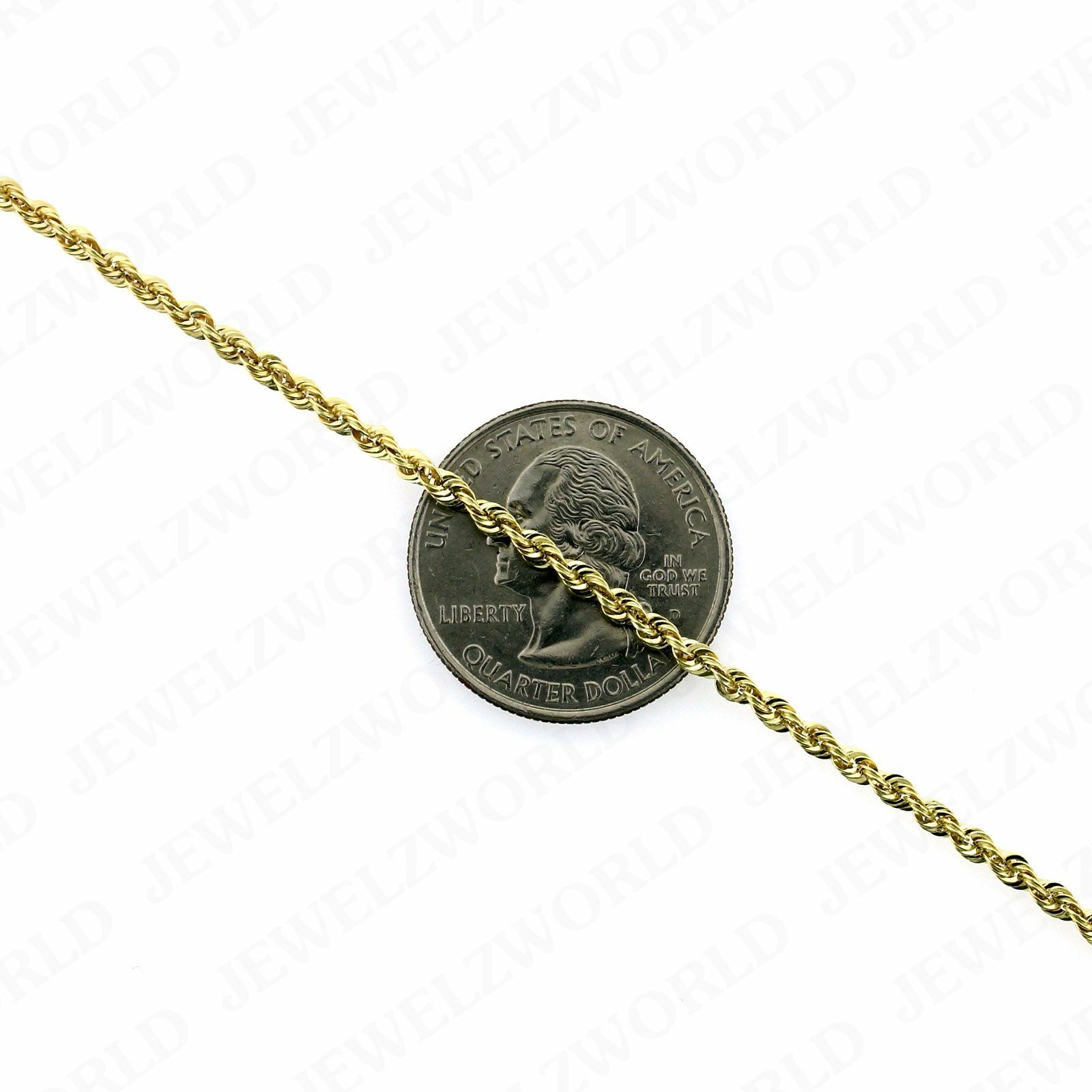 10K Yellow Gold 25mm Diamond Cut Rope Chain Pendant Necklace 1630 G1N