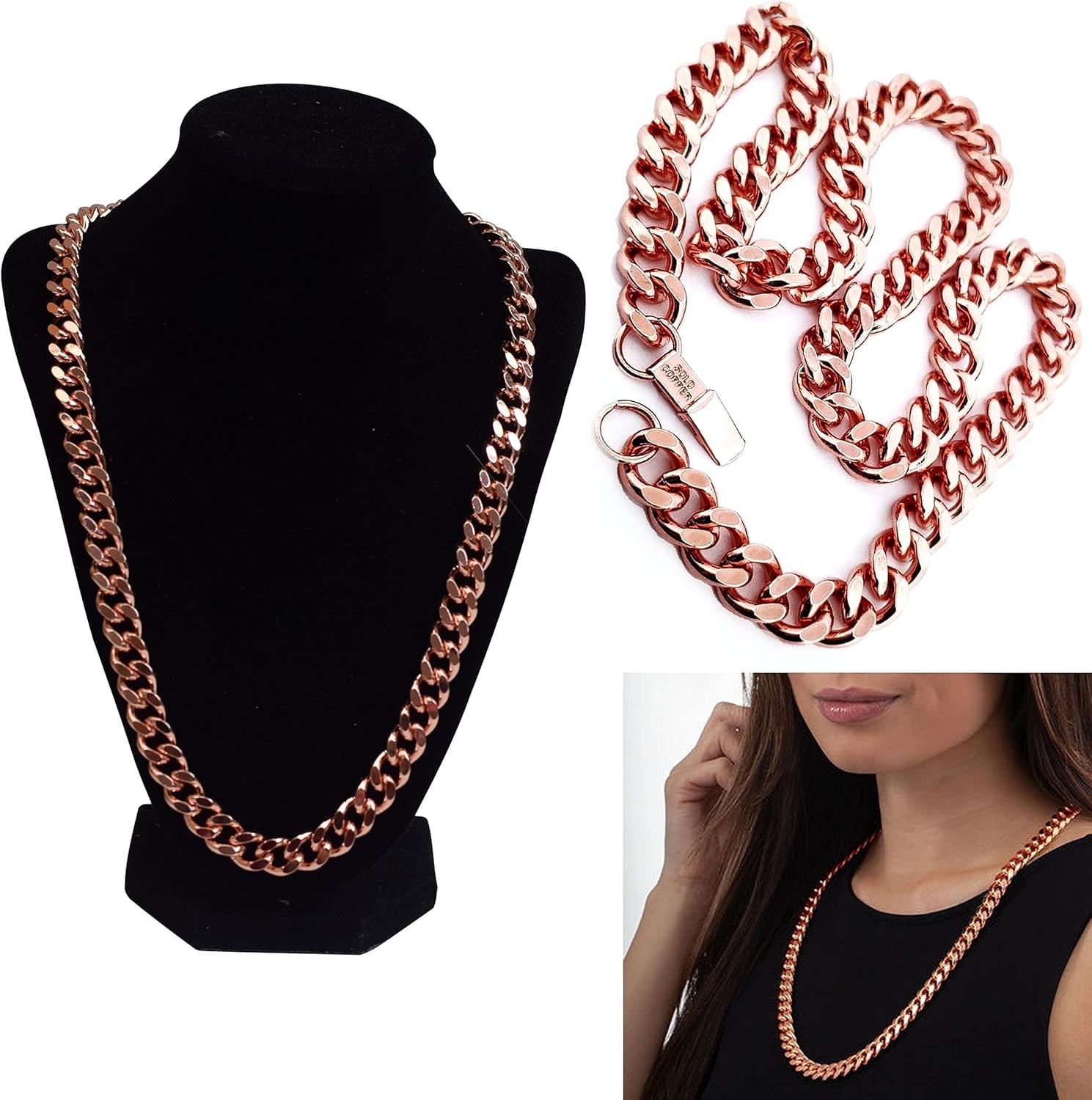 Elegant 24″ Cuban Link Necklace – Heavy Solid Copper Jewelry for All Occasions