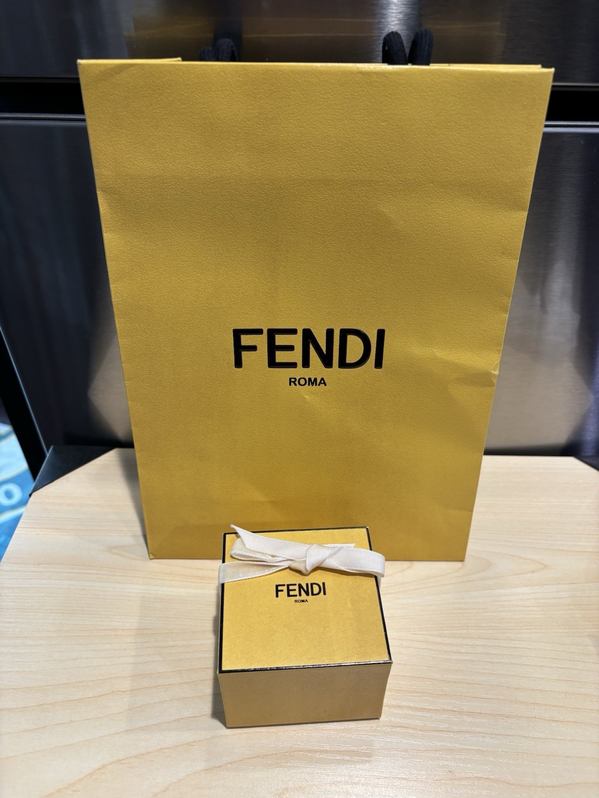 AUTHENTIC Fendi Size 7 Graphic Logo Crystal Ring W/ COA Box & Bag Beautiful!