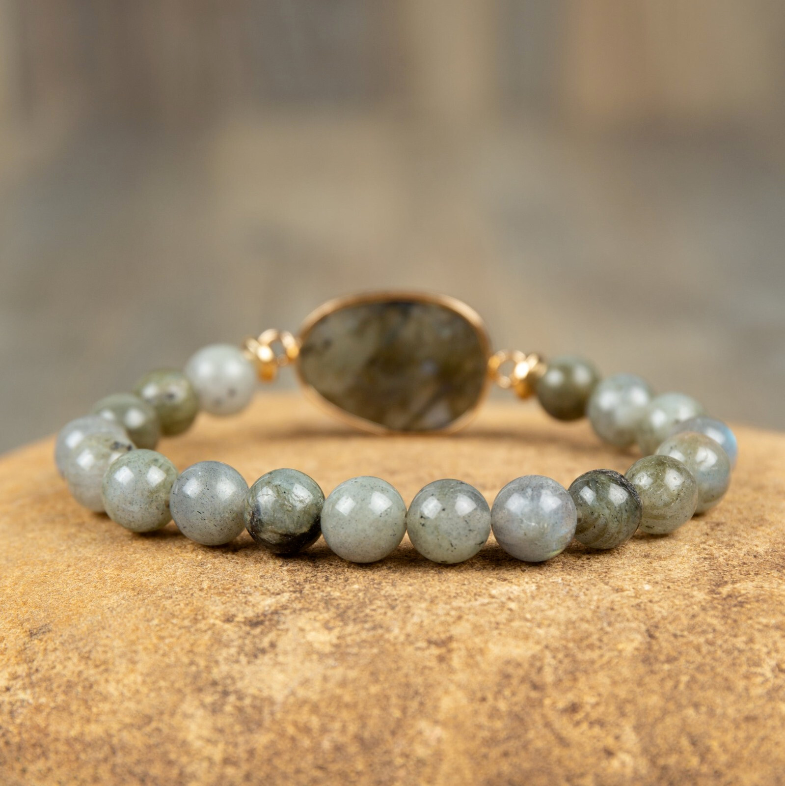 Natural Labradorite Stone Beaded 8mm Gemstone Crystal Healing Stretch Bracelet