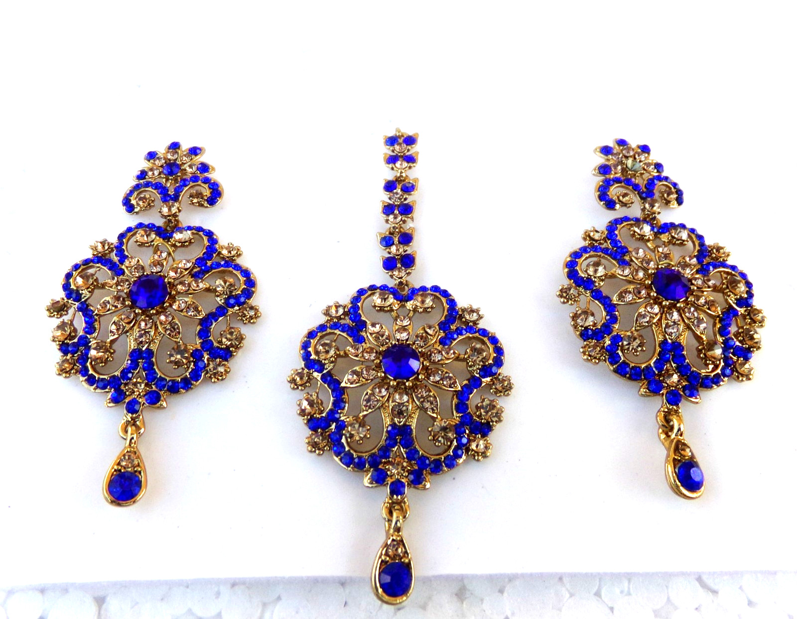 Indian Bollywood Women Tikka Earrings Traditional Set Ethnic Gold Plated Jewelry