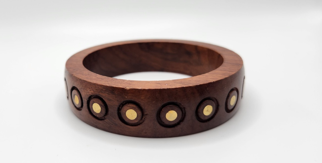 Wood and Brass Boho Style Bangle Bracelet